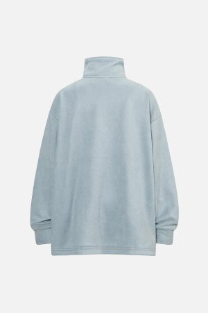 Concert Outfit Metal Button Multi Zipper Suede Fleece Sweatshirt