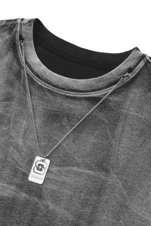 Concert Outfit Metal Tag Street Rap T-Shirt