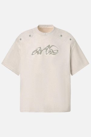 Concert Outfit Metallic Print Suede Crew Neck T-Shirt