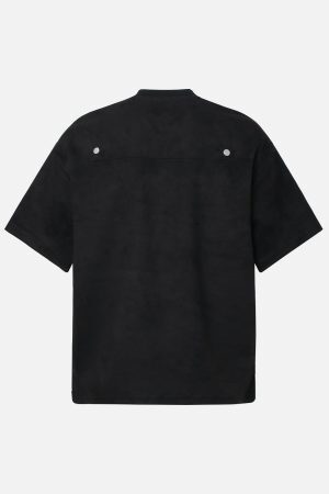 Concert Outfit Metallic Print Suede Crew Neck T-Shirt