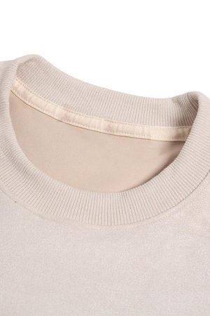 Concert Outfit Metallic Print Suede Crew Neck T-Shirt