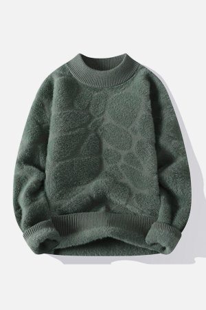 Concert Outfit Mink Fleece Solid Warm Sweater