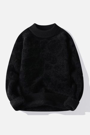 Concert Outfit Mink Fleece Solid Warm Sweater