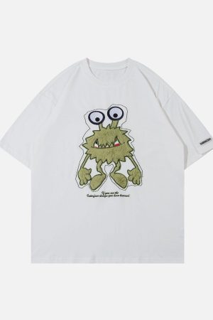 Concert Outfit Monster Embroidery Print Tee
