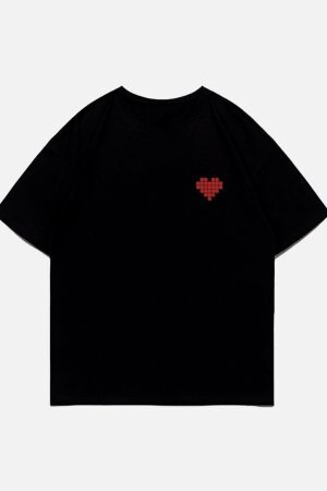 Concert Outfit Mosaic Heart Print Tee