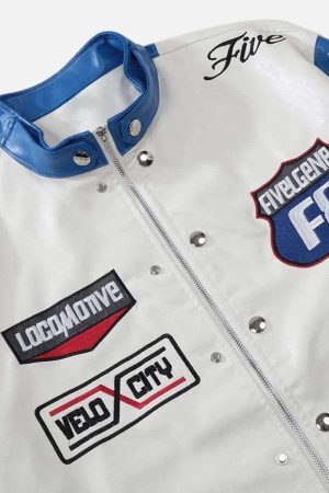 Concert Outfit Motorcycle PU Leather Stitching Racing Jacket