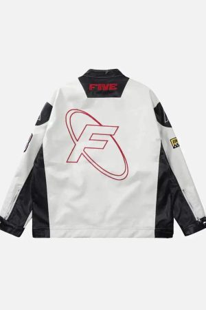 Concert Outfit Motorcycle PU Leather Stitching Racing Jacket