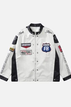 Concert Outfit Motorcycle PU Leather Stitching Racing Jacket