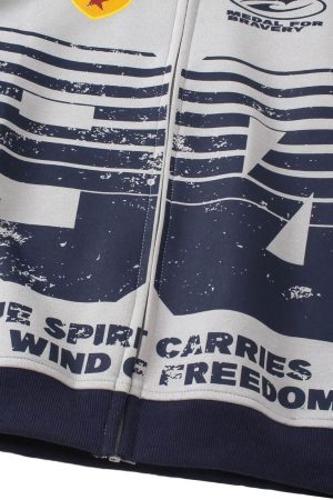 Concert Outfit Motorcycle Style Printed Hooded Sweatshirt