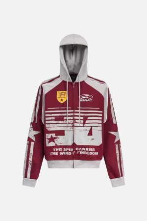 Concert Outfit Mottled Distressed Print Hoodie