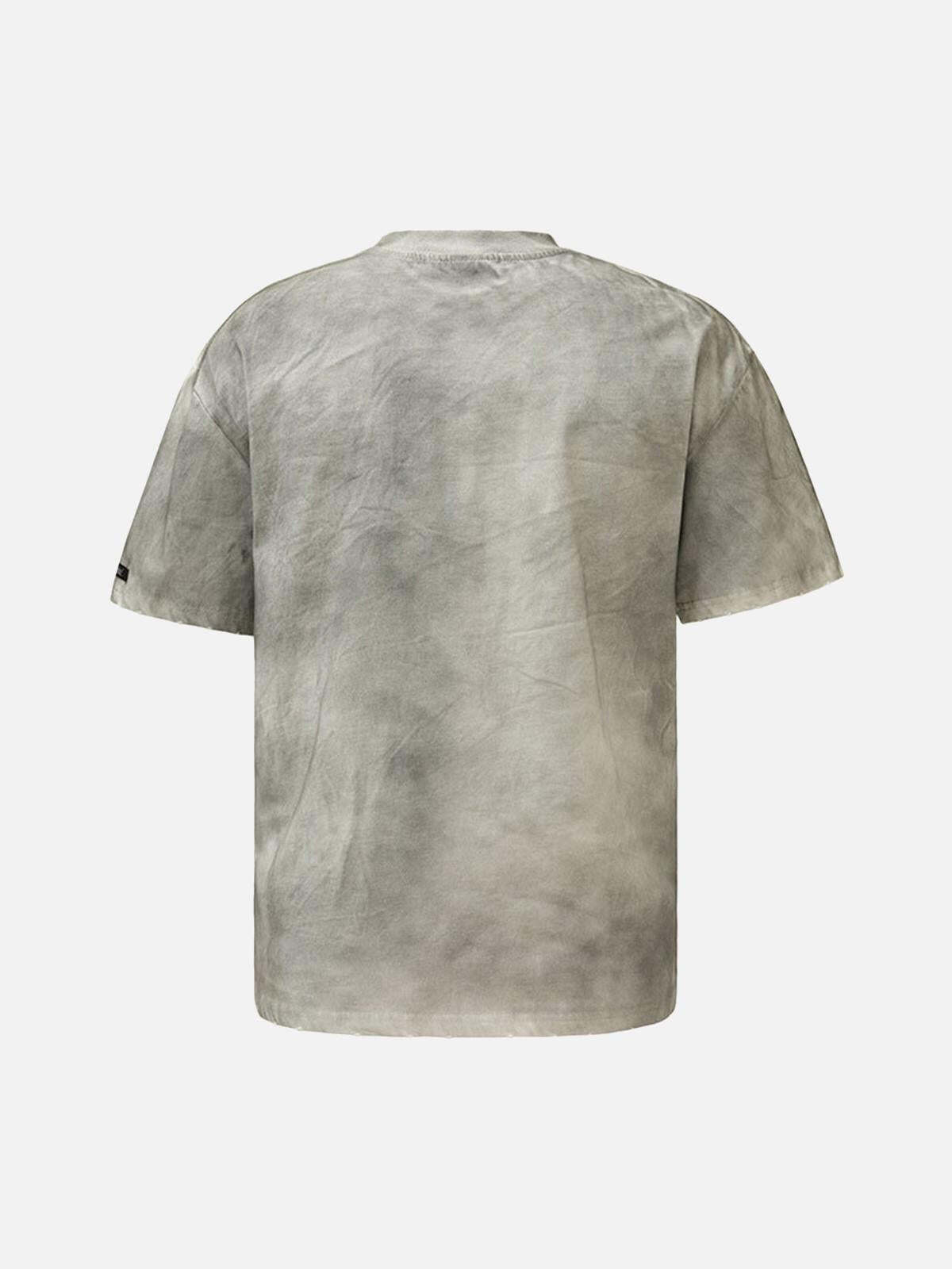 Concert Outfit Mud-Dyed Dirty Spray Cross Print Street Rap T-Shirt Concert Outfit Mud-Dyed Dirty Spray Cross Print Street Rap T-Shirt