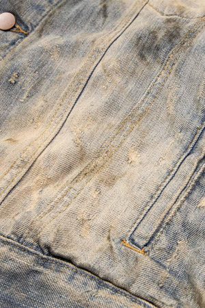 Concert Outfit Mud-Dyed Distressed Rhinestone Denim Jacket