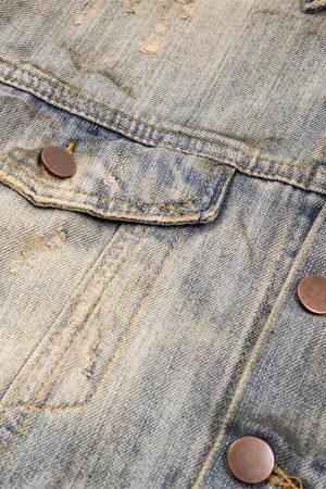 Concert Outfit Mud-Dyed Distressed Rhinestone Denim Jacket