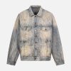Concert Outfit Mud-Dyed Distressed Rhinestone Denim Jacket