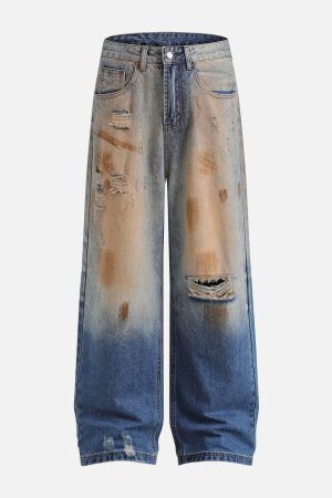 Concert Outfit Mud Dyeing Distressed Jeans