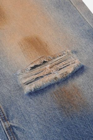 Concert Outfit Mud Dyeing Distressed Jeans