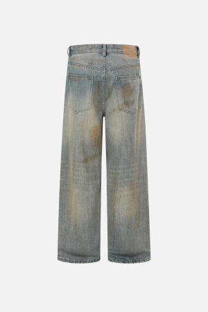 Concert Outfit Mud Dyeing Distressed Vintage Fade Jeans