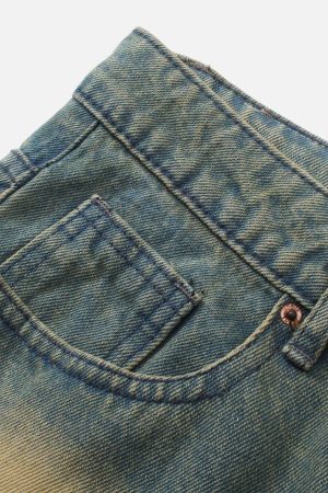 Concert Outfit Mud Dyeing Loose Jeans