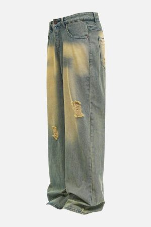 Concert Outfit Mud Dyeing Loose Jeans