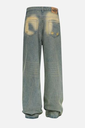 Concert Outfit Mud Dyeing Loose Jeans