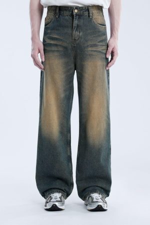 Concert Outfit Mud Dyeing Washed Jeans