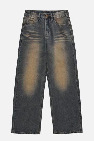 Concert Outfit Mud Dyeing Washed Jeans