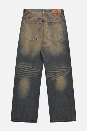 Concert Outfit Mud Dyeing Washed Jeans
