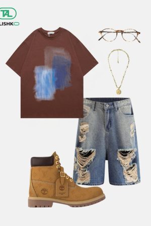 Concert Outfit Multi Distressed Jorts