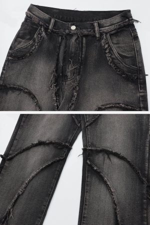 Concert Outfit Multi Fringe Washed Jeans