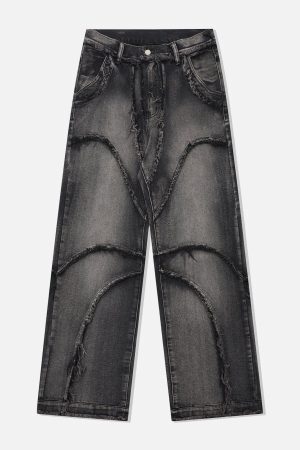 Concert Outfit Multi Fringe Washed Jeans