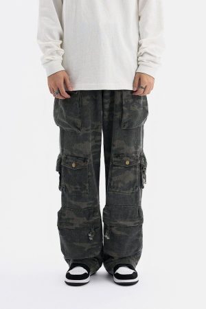 Concert Outfit Multi-Pocket Camouflage Cargo Pants