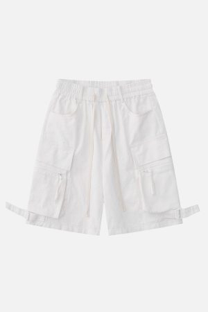 Concert Outfit Multi-Pocket Cargo Solid Drawstring Shorts