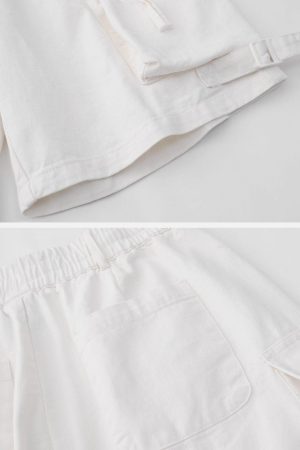Concert Outfit Multi-Pocket Cargo Solid Drawstring Shorts