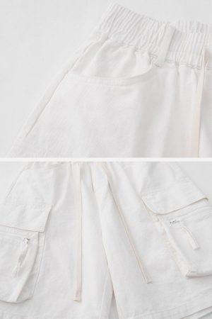 Concert Outfit Multi-Pocket Cargo Solid Drawstring Shorts