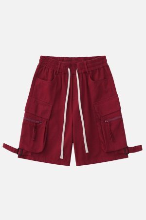 Concert Outfit Multi-Pocket Cargo Solid Drawstring Shorts