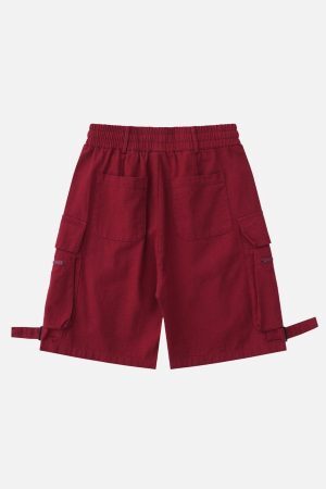 Concert Outfit Multi-Pocket Cargo Solid Drawstring Shorts