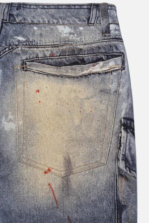 Concert Outfit Multi-Pocket Dirty Overalls Jeans