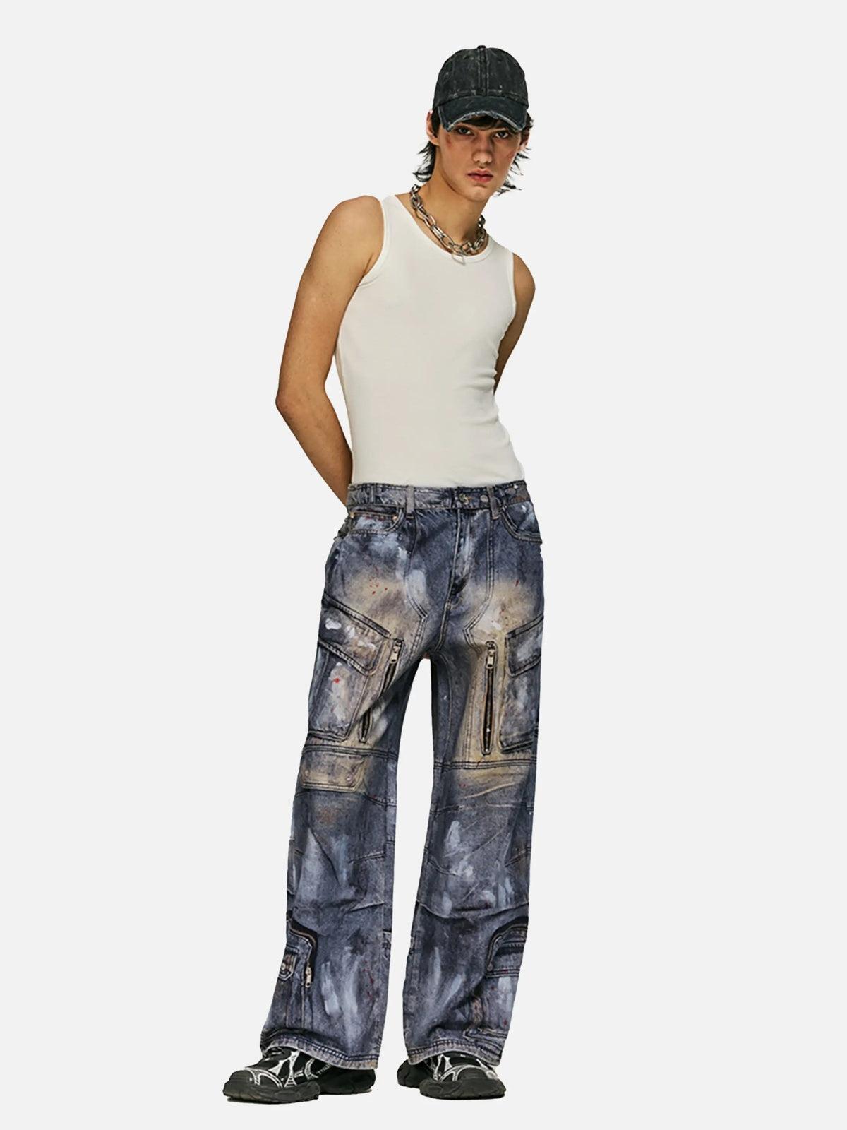 Concert Outfit Multi-Pocket Dirty Overalls Jeans Concert Outfit Multi-Pocket Dirty Overalls Jeans