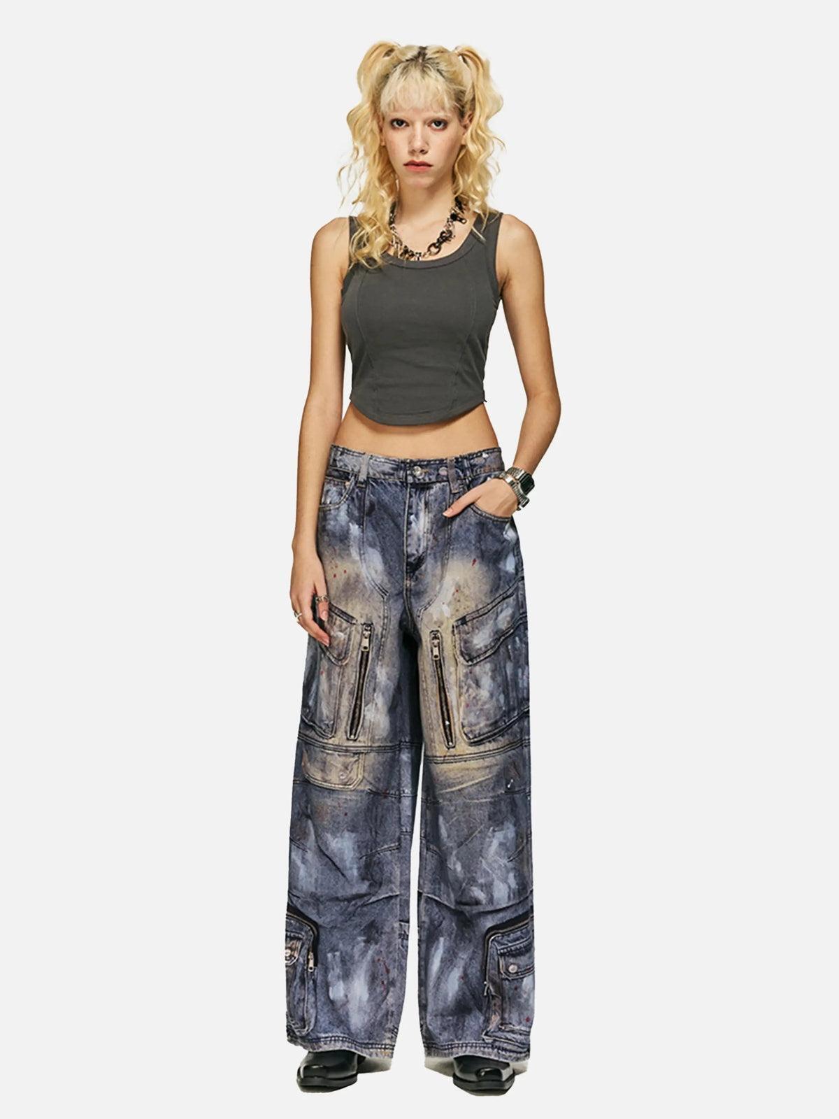 Concert Outfit Multi-Pocket Dirty Overalls Jeans Concert Outfit Multi-Pocket Dirty Overalls Jeans