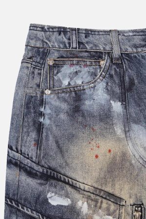 Concert Outfit Multi-Pocket Dirty Overalls Jeans