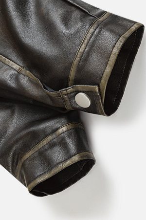 Concert Outfit Multi Pocket Faux Leather Cropped Jacket