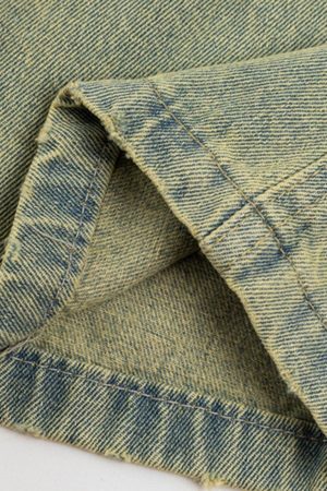 Concert Outfit Multi Pocket Fringe Washed Jeans