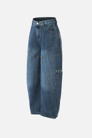 Concert Outfit Multi Pocket Loose Barrel Jeans