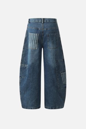 Concert Outfit Multi Pocket Loose Barrel Jeans