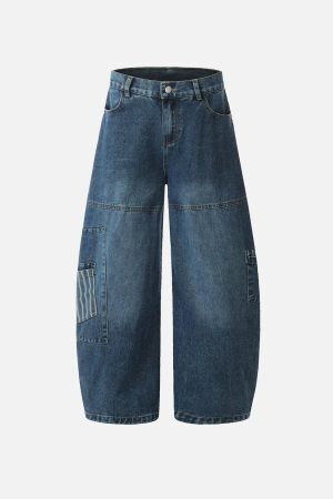 Concert Outfit Multi Pocket Loose Barrel Jeans