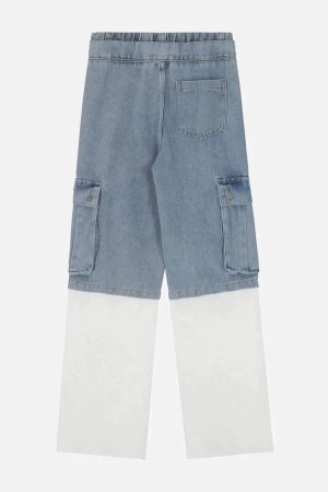 Concert Outfit Multi-Pocket Patchwork Jeans