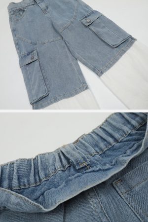 Concert Outfit Multi-Pocket Patchwork Jeans