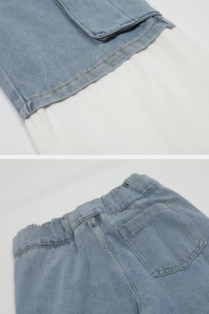 Concert Outfit Multi-Pocket Patchwork Jeans