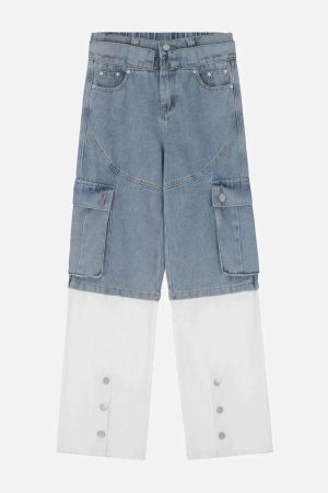 Concert Outfit Multi-Pocket Patchwork Jeans