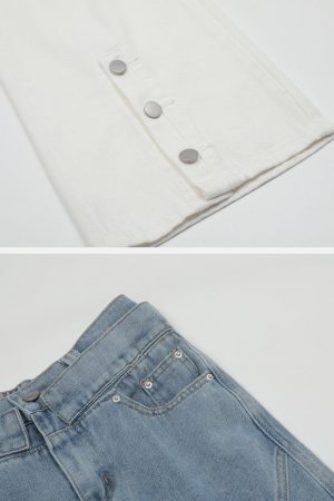 Concert Outfit Multi-Pocket Patchwork Jeans